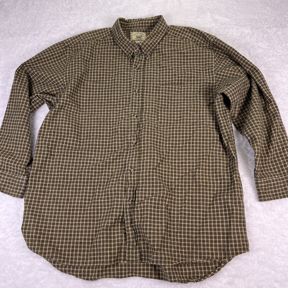 VTG BCBrand Men's Heavyweight 100% Cotton ButtonUp Flannel 2XL Brown/Green